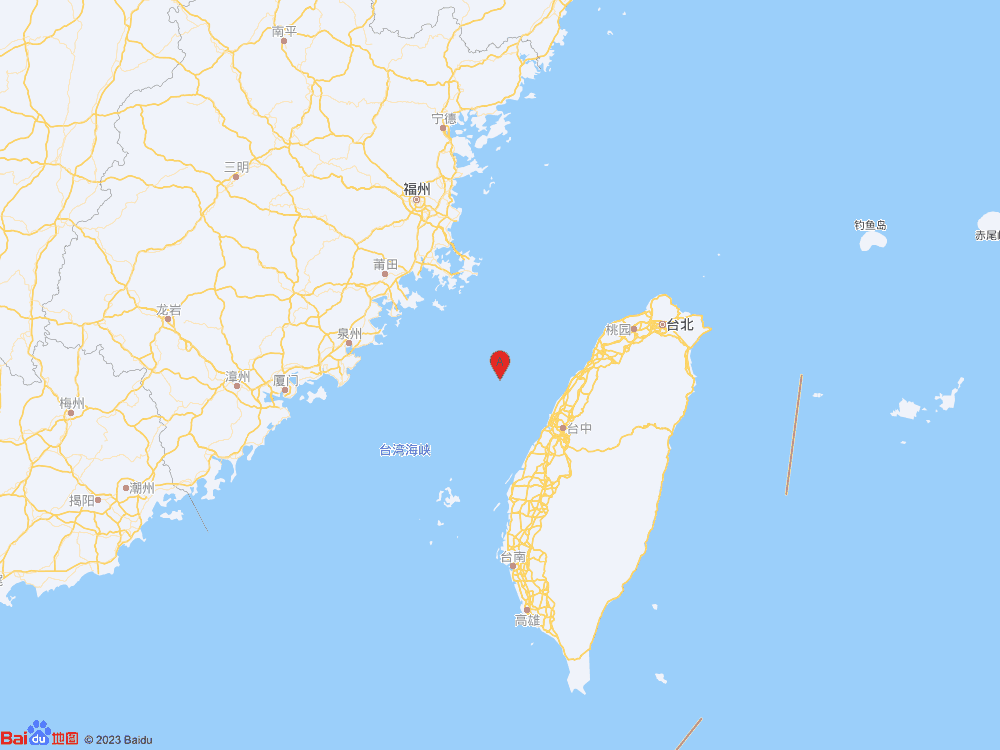 台湾海峡中部（北纬24.62度，东经120.07度）发生3.5级地震