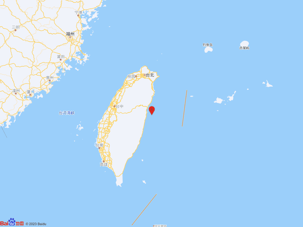 台湾花莲县海域（北纬23.97度，东经121.78度）发生4.8级地震