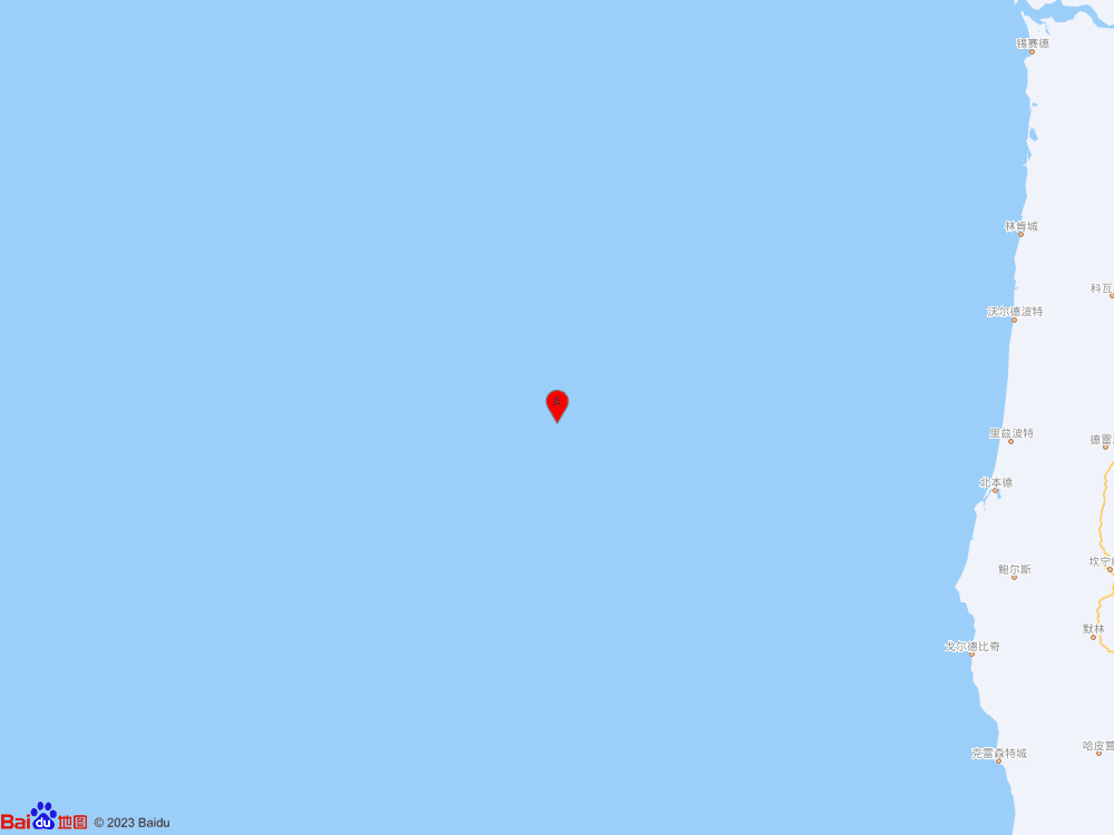 美国俄勒冈州沿岸远海（北纬43.85度，东经-127.85度）发生6.0级地震