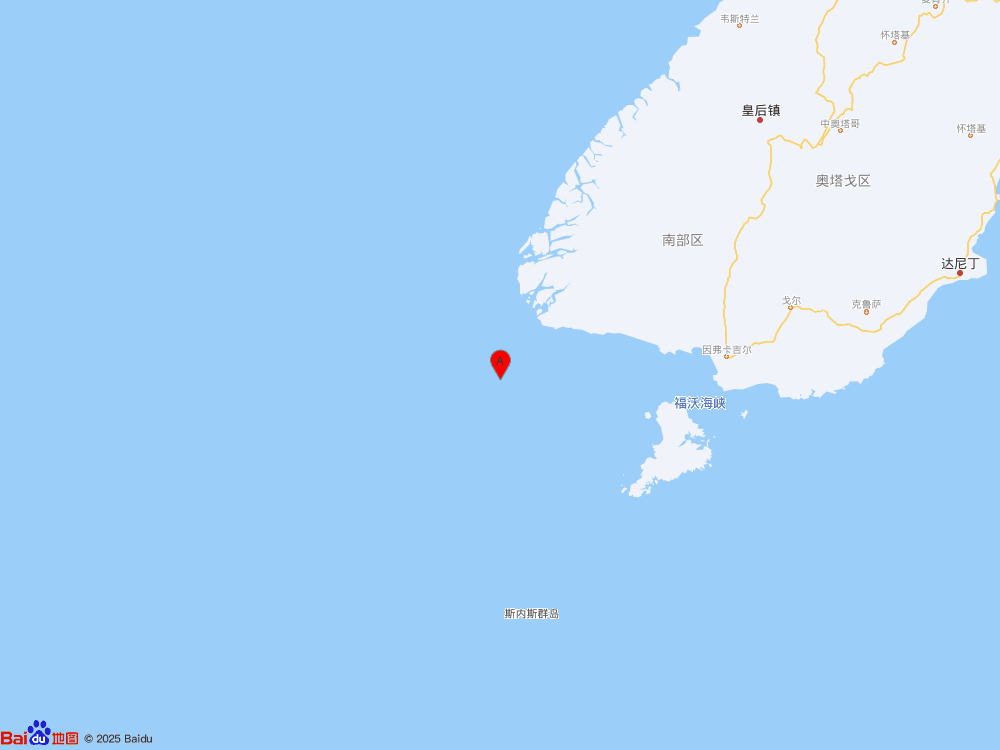 新西兰南岛西岸远海（北纬-46.52度，东经166.27度）发生6.8级地震